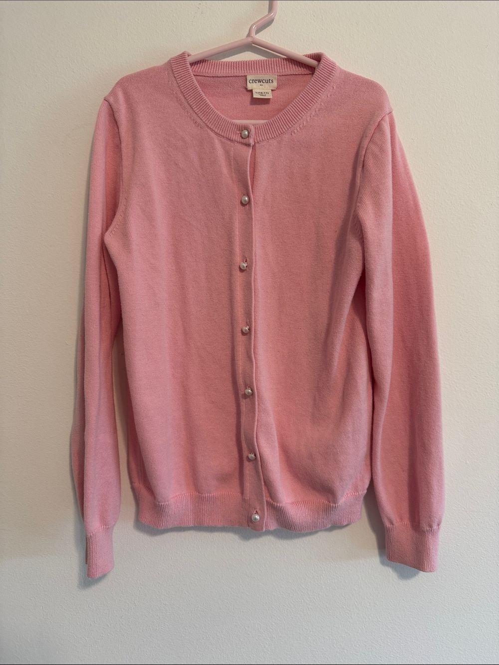 Crewcuts Pale Pink Pearl-Button Cardigan